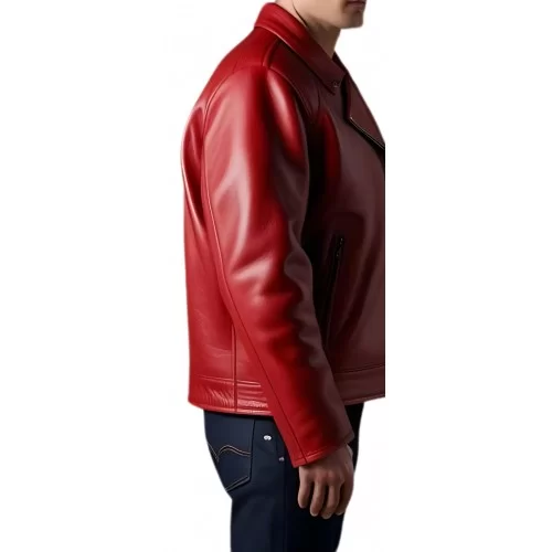 Perfecto cuir homme en agneau rouge modèle renardo