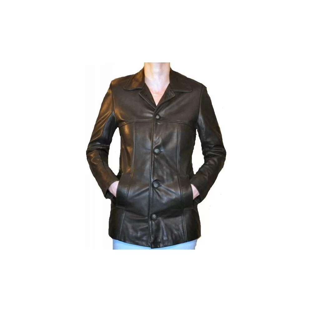 Veste en cuir de vachette noir modèle Aline