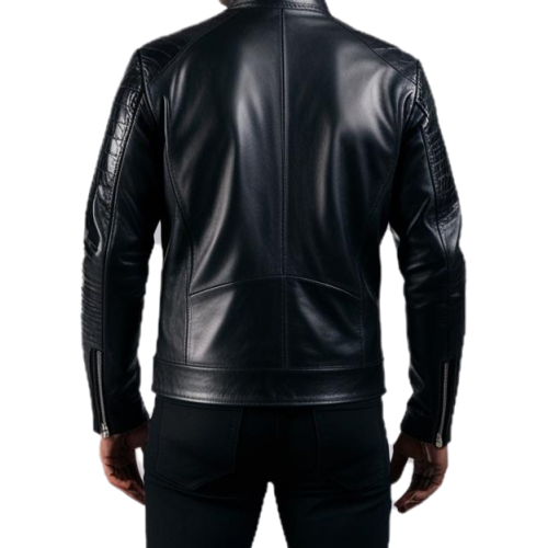 Blouson perfecto agneau plongé noir et côté manches en peau de crocodile véritable modèle Falone