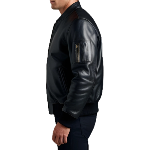 Blouson cuir homme teedy en agneau noir modèle Baron