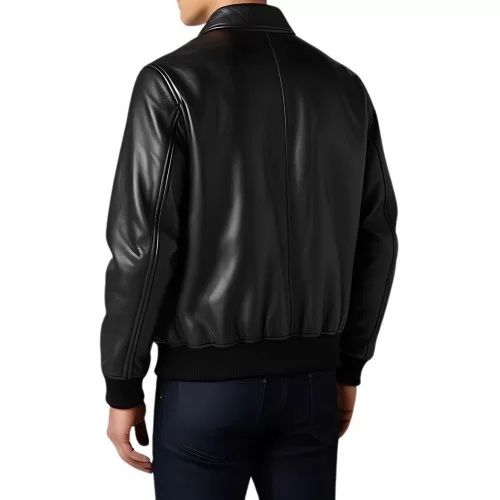 Blouson cuir homme style aviateur en agneau noir modèle Avian
