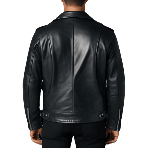 Blouson style perfecto multi poches en cuir homme veau noir modèle Gabin