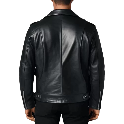 Blouson style perfecto multi poches en cuir homme veau noir modèle Gabin