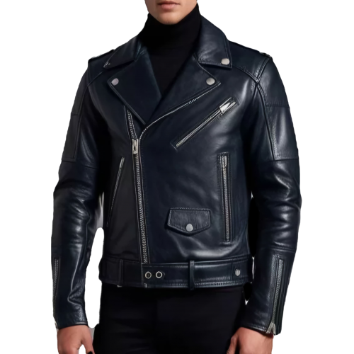 Perfecto en cuir homme veau noir avec zip dans le dos modèle Niko