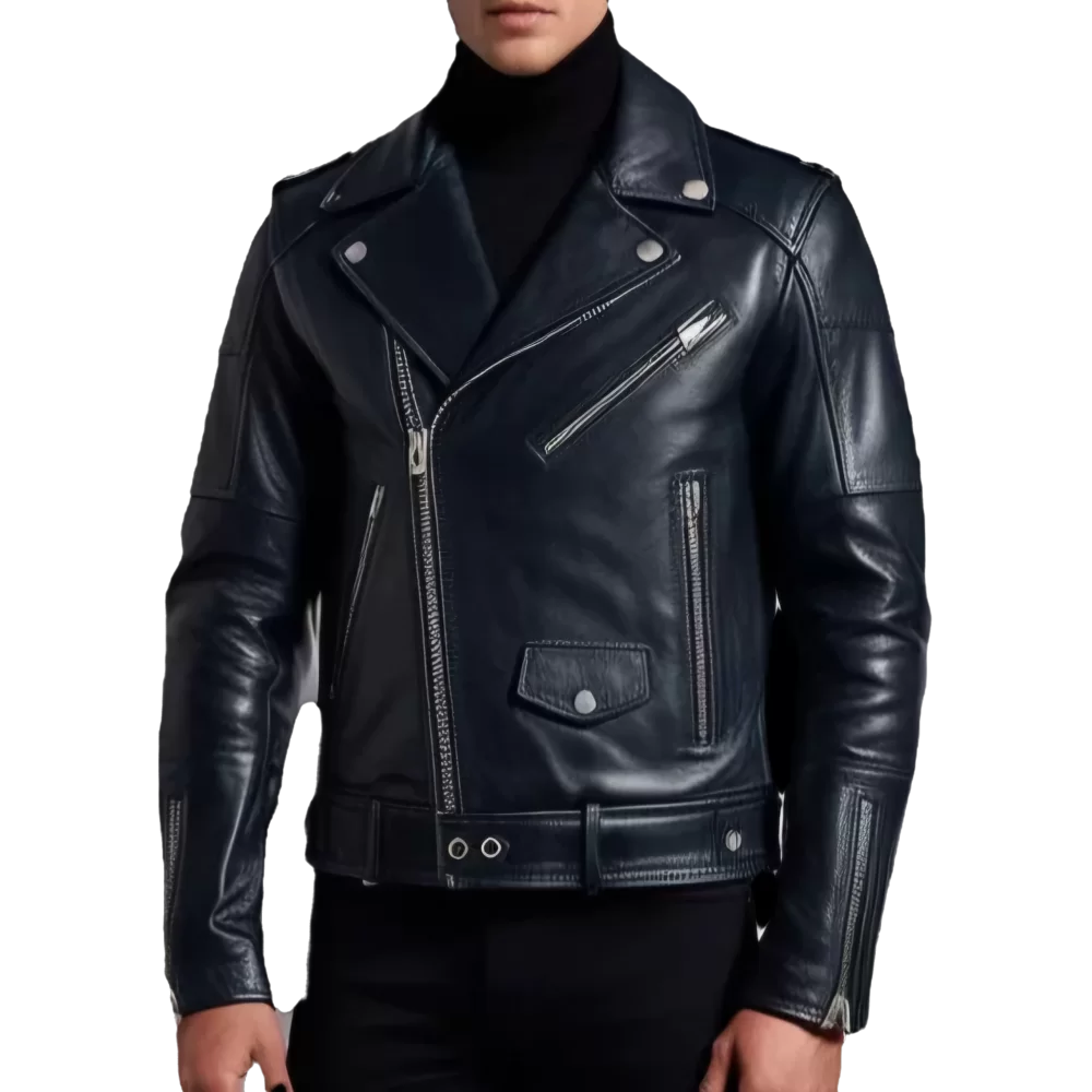 Perfecto en cuir homme veau noir avec zip dans le dos modèle Niko