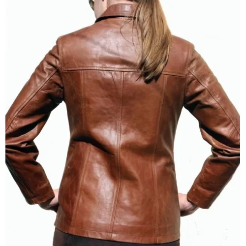 Veste en cuir de vachette marron clair modèle Ambre