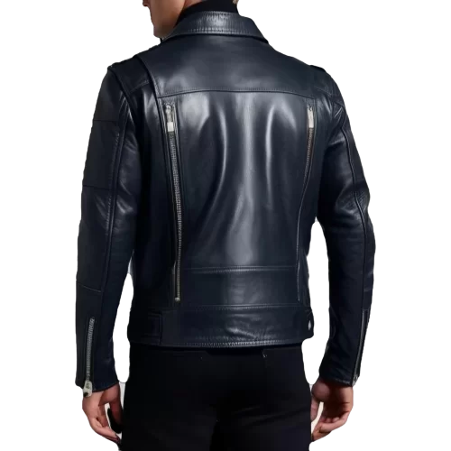 Perfecto en cuir homme veau noir avec zip dans le dos modèle Niko