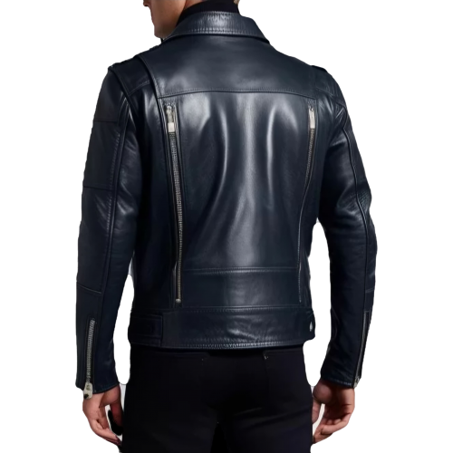 Perfecto en cuir homme veau noir avec zip dans le dos modèle Niko