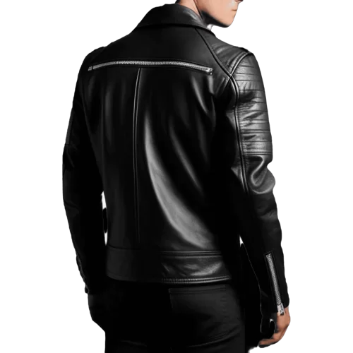Blouson style perfecto multi zip en cuir homme veau noir modèle armandi