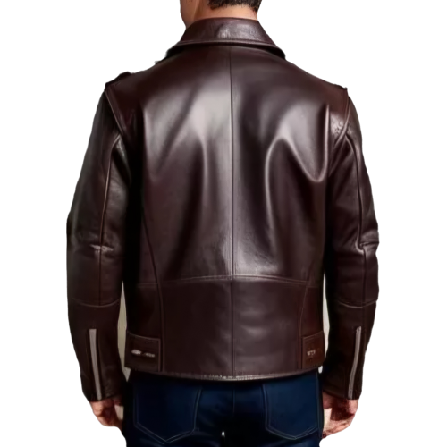 Blouson style perfecto coupe vintage en cuir homme veau  marron modèle Atlas