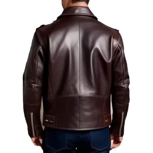 Blouson style perfecto coupe vintage en cuir homme veau marron modèle Atlas