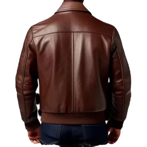 Blouson aviateur type fly américain coupe ajustée homme cuir marron modèle Flack