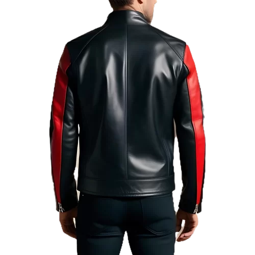 Blouson homme cuir agneau bicolore rouge et noir modèle Carlisse