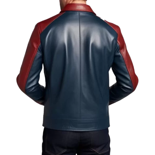 Blouson homme cuir agneau bicolore rouge et bleu modèle Vanita