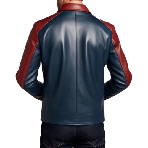 Blouson homme cuir agneau bicolore rouge et bleu modèle Vanita