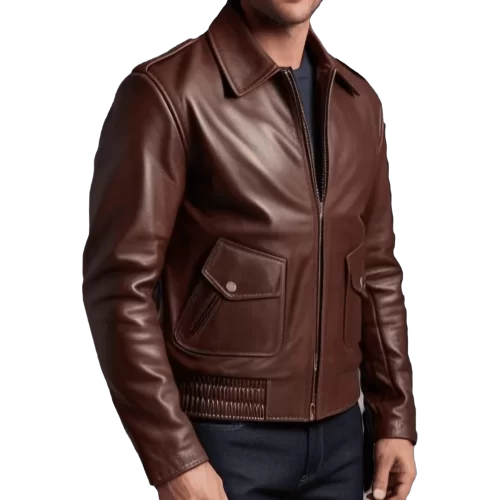 Blouson aviateur coupe retro homme cuir marron modèle barakou