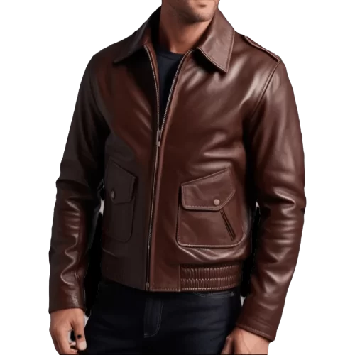Blouson aviateur coupe retro homme cuir marron modèle barakou