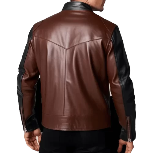 Blouson homme cuir agneau bicolore fermeture zip double curseur modèle Ricchie
