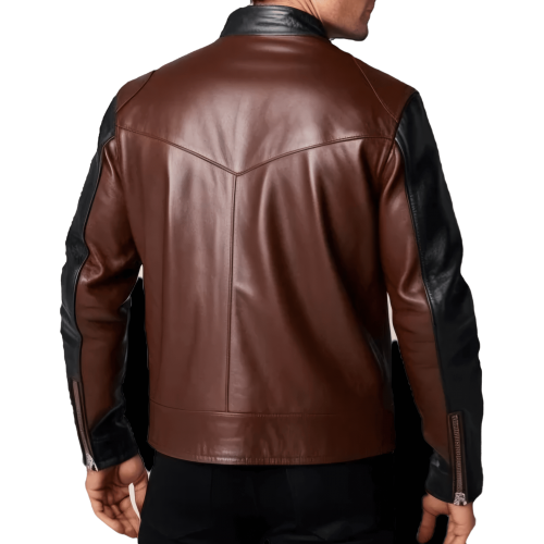 Blouson homme cuir agneau bicolore fermeture zip double curseur modèle Ricchie