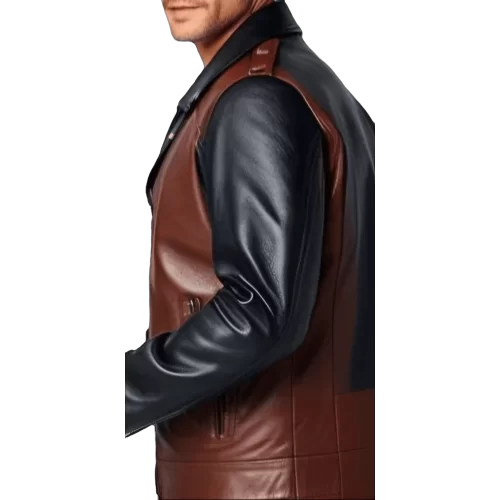 Perfecto cuir homme agneau bicolore marron et noir modèle Ringo