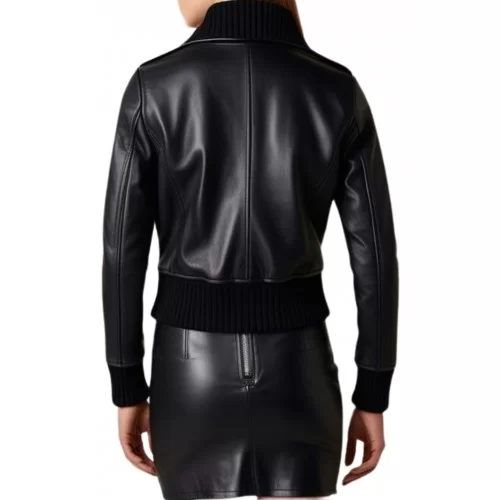 Blouson cuir femme agneau noir modèle Emiliane