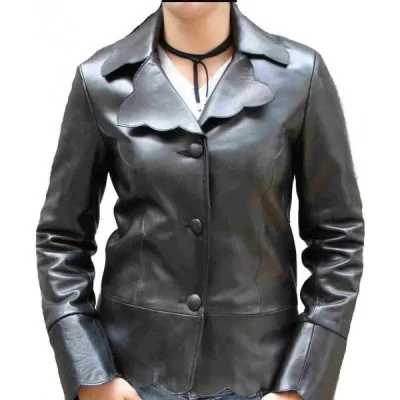 Veste cuir femme agneua plongé noir modèle Laura