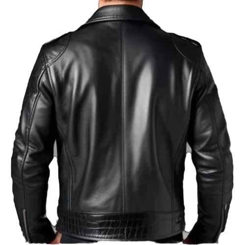 Blouson perfecto agneau plongé noir et bas des manches col et incrustation de peaux de crocodile véritable modèle Caïmane