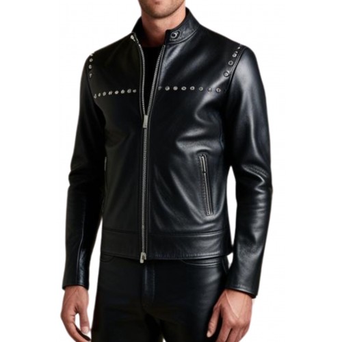 Teedy en cuir homme avec rivets rond métal agneau noir modèle Natoli