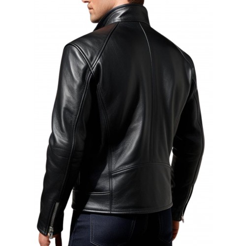 Blouson en cuir homme en agneau noir modèle Brikia