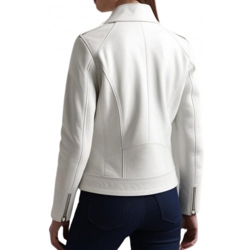 Perfecto cuir femme en agneau blanc modèle Carolina