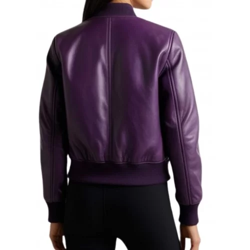 Blouson teedy femme en cuir agneau violet modèle Baria