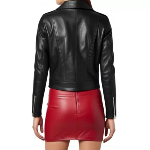 Perfecto en cuir femme agneau noir modèle Jenna