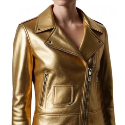 Perfecto coupe biker cuir agneau or modèle Carolini
