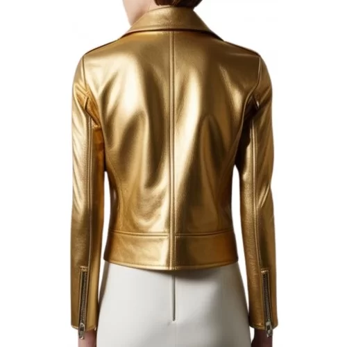 Perfecto coupe biker cuir agneau or modèle Carolini