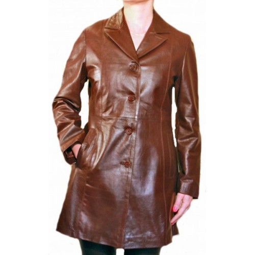 Woman's leather coat model Trendy