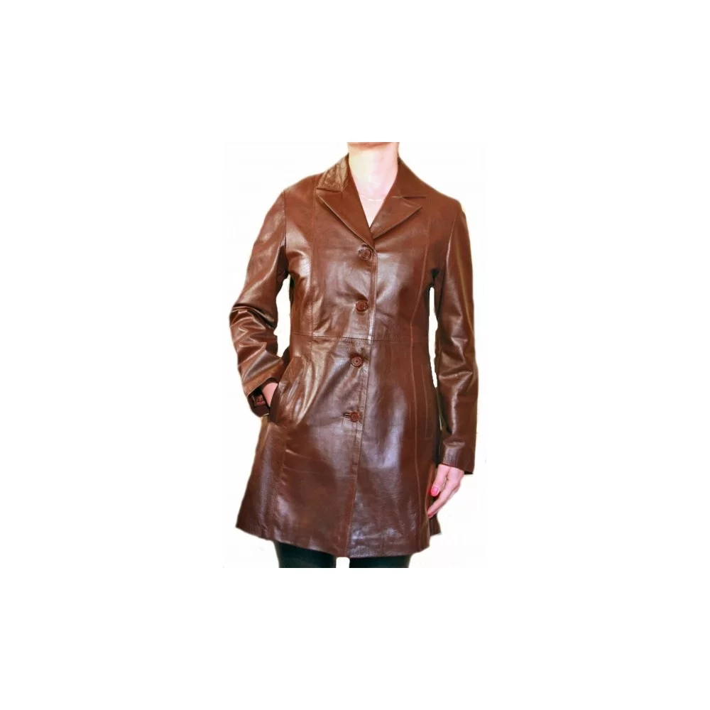 Trois quart cuir agneau marron modèle Adeline