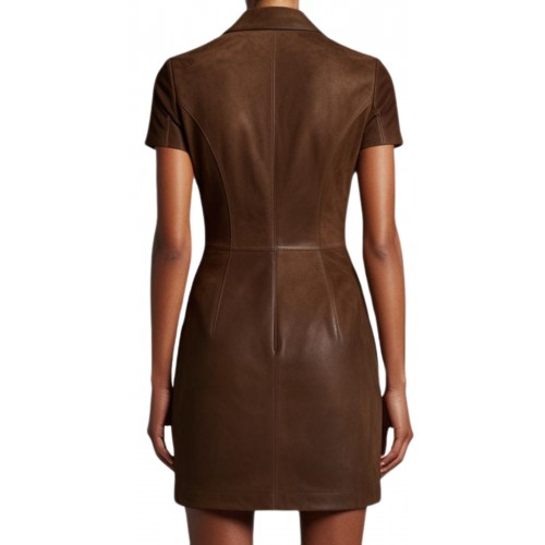 Robe modèle Prima en agneau velours daim stretch marron