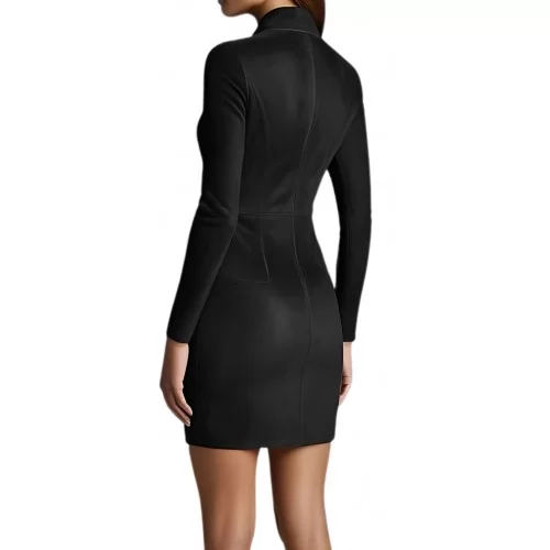 Robe modèle Missa en agneau velours daim stretch noir