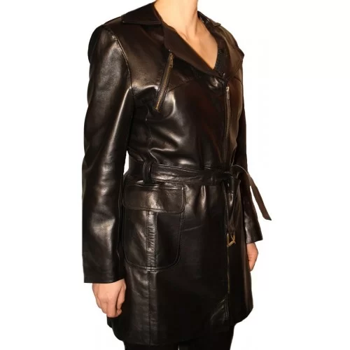 Trois quart en cuir d'agneau plongé noir modèle Brizza