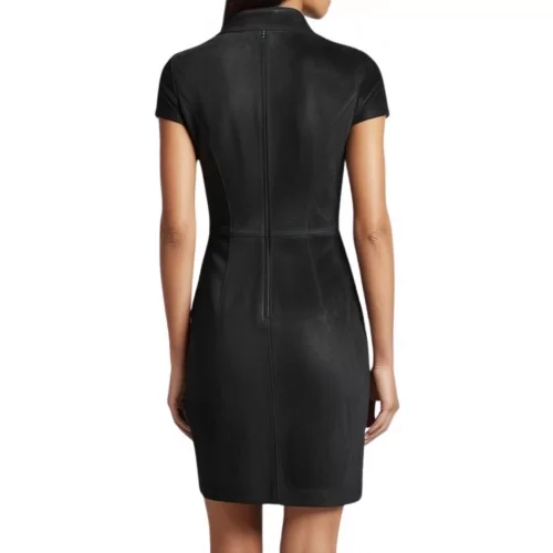 Robe modèle Amia en agneau velours daim stretch noir