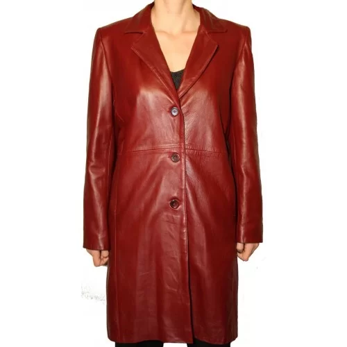 Manteau cuir en agneau bordeaux modèle Gabrielle