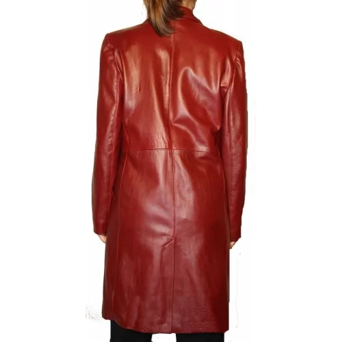 Manteau cuir en agneau bordeaux modèle Gabrielle