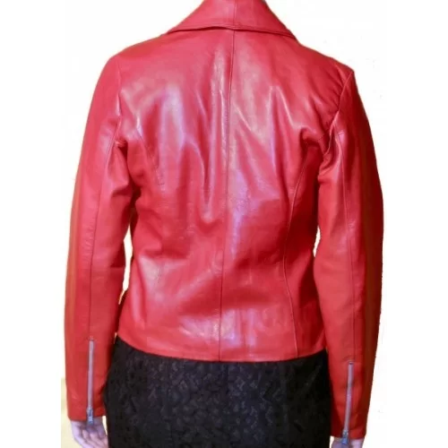 Blouson perfecto en agneau plongé rouge modèle Roja