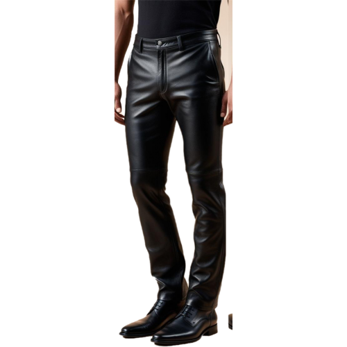 Pantalon cuir homme agneau plongé noir poches revolver modèle Baume