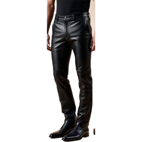 Pantalon cuir homme agneau plongé noir poches revolver modèle Baume