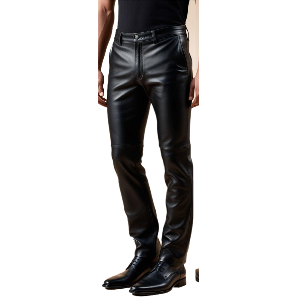 Pantalon cuir homme agneau plongé noir poches revolver modèle Baume