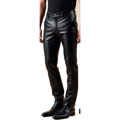 Pantalon cuir homme agneau plongé noir poches revolver modèle Baume