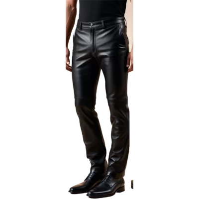 Pantalon cuir homme agneau plongé noir poches revolver modèle Baume
