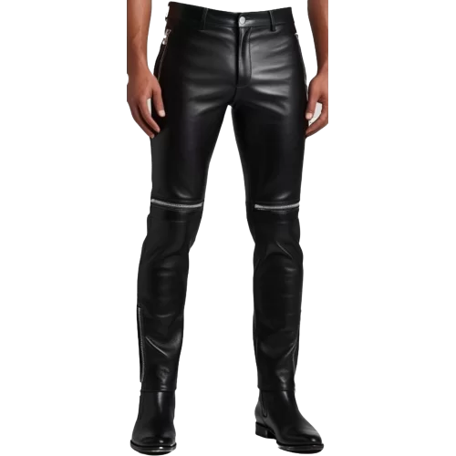 Pantalon cuir agneau avec fermetures éclairs aux genoux modèle Spryte