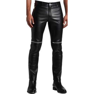 Pantalon cuir agneau avec fermetures éclairs aux genoux modèle Spryte